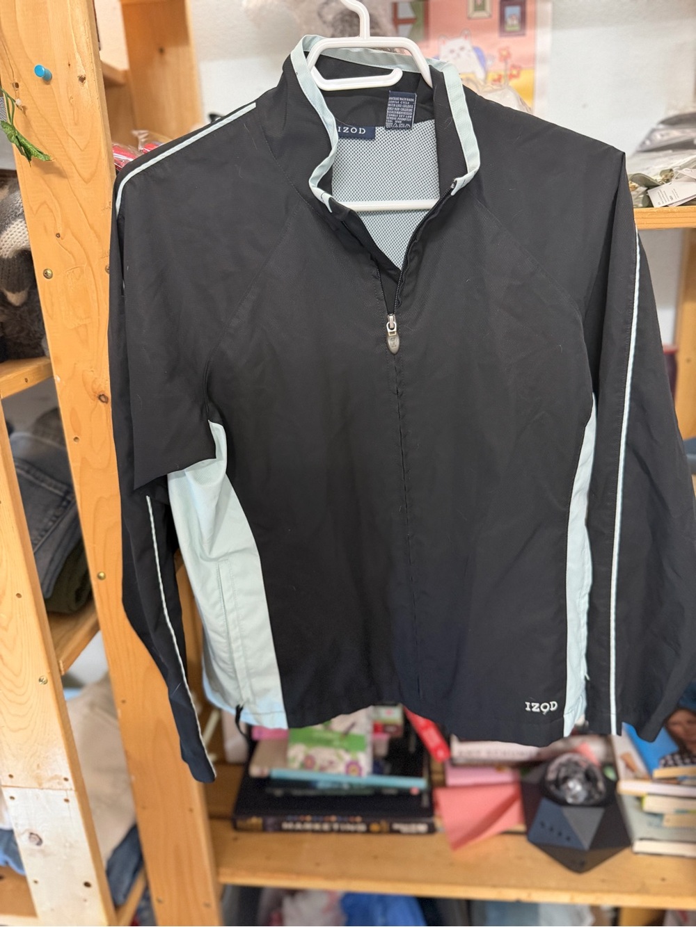 Izod Black Jacket with Light blue Trim
